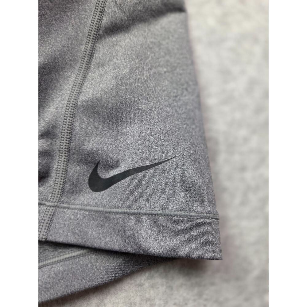 Nike Pro Women’s Medium Compression Shorts Gray Heather Black Elastic Waistband - Picture 2 of 8